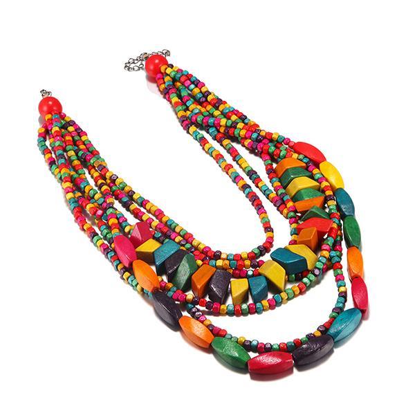 Color Wooden Necklace Suit