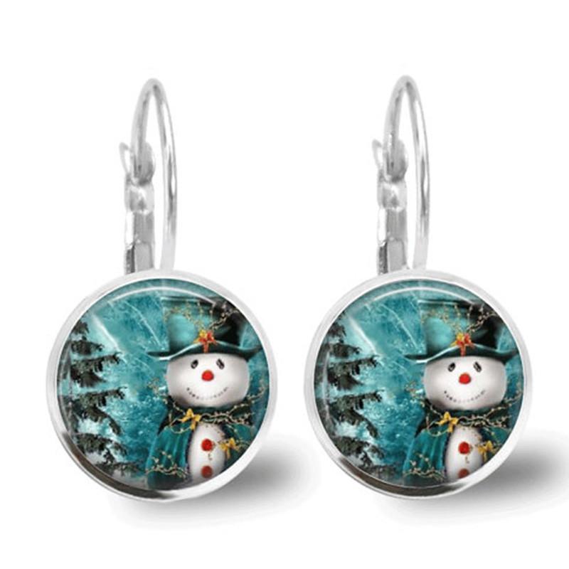 Cute Christmas Snowman Time Gem Earrings