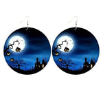 Load image into Gallery viewer, Halloween wooden pumpkin castle bat ghost earrings
