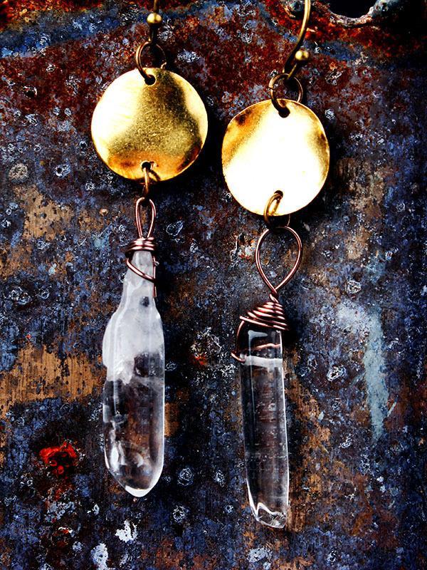 Crystal Stone Earrings Vintage Round Earrings