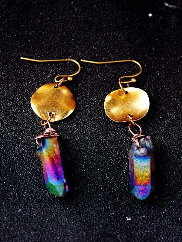 Crystal Stone Earrings Vintage Round Earrings