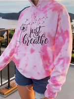 Load image into Gallery viewer, Just Breathe Dandelion Print Tie-Dye Hooded Sweatshirt
