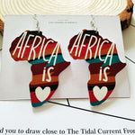 Load image into Gallery viewer, Patterned geometric map wooden earrings
