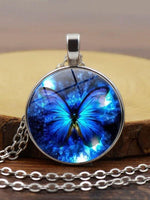 Load image into Gallery viewer, Blue Butterfly Time Gem Necklace
