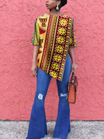 Load image into Gallery viewer, Casual round neck print irregular hem top
