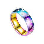 Load image into Gallery viewer, Colorful dog paw print titanium steel ring
