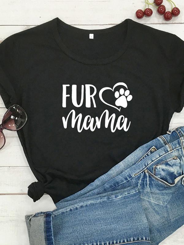 Casual loving dog paw T-shirt