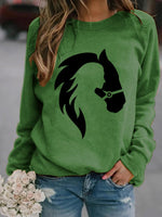 Load image into Gallery viewer, Girl And Horse Print Long Sleeve Sweatshirt
