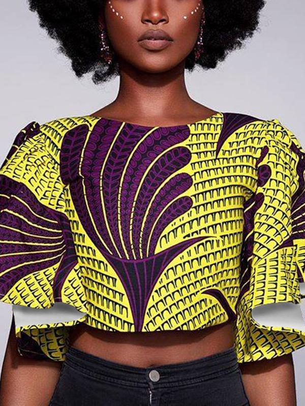 Sexy open back lotus sleeve top