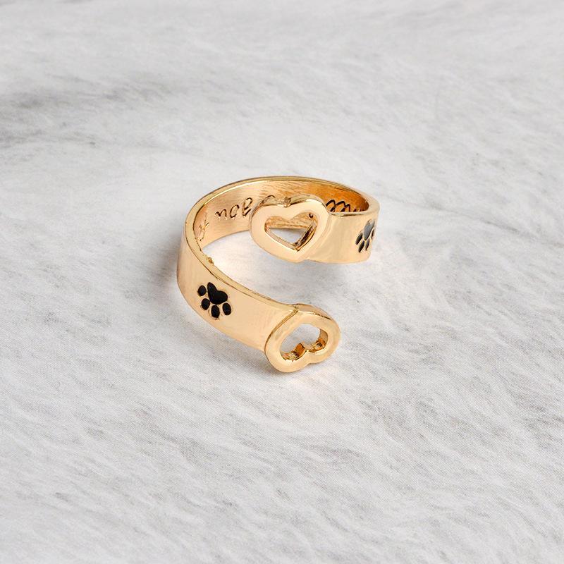 Women's dog paw "I will love you forever" printed ring