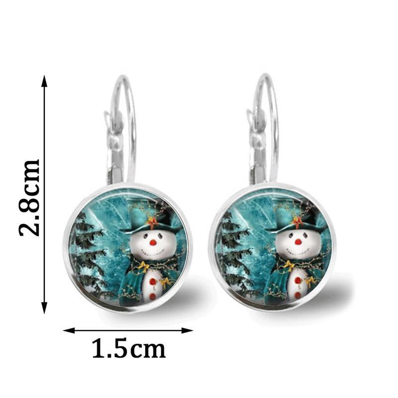 Cute Christmas Snowman Time Gem Earrings