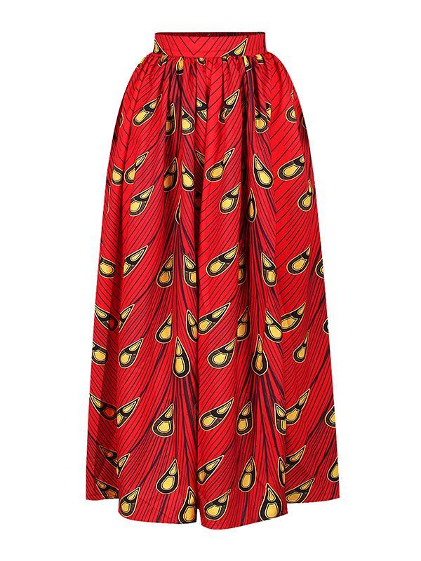 Fashion African Print Slotted Neck Top Split Long Skirt Two Piece Set