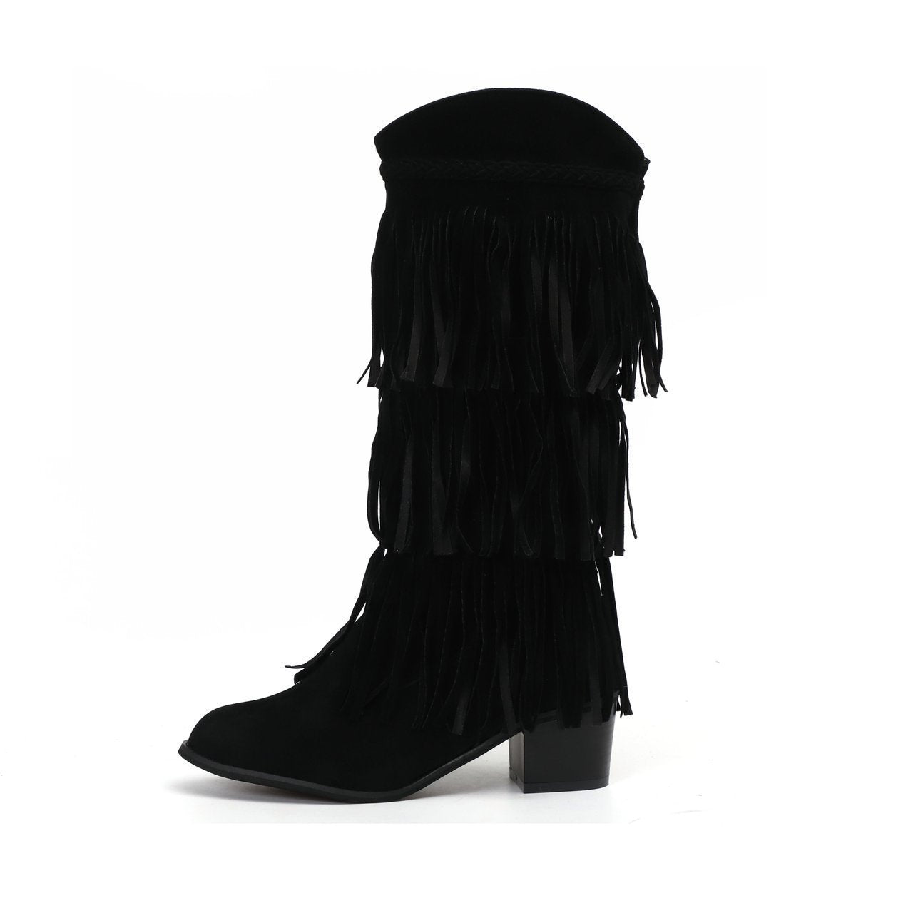 Women's Retro Fringed Thick Heel Boots