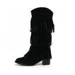 Load image into Gallery viewer, Women&#39;s Retro Fringed Thick Heel Boots
