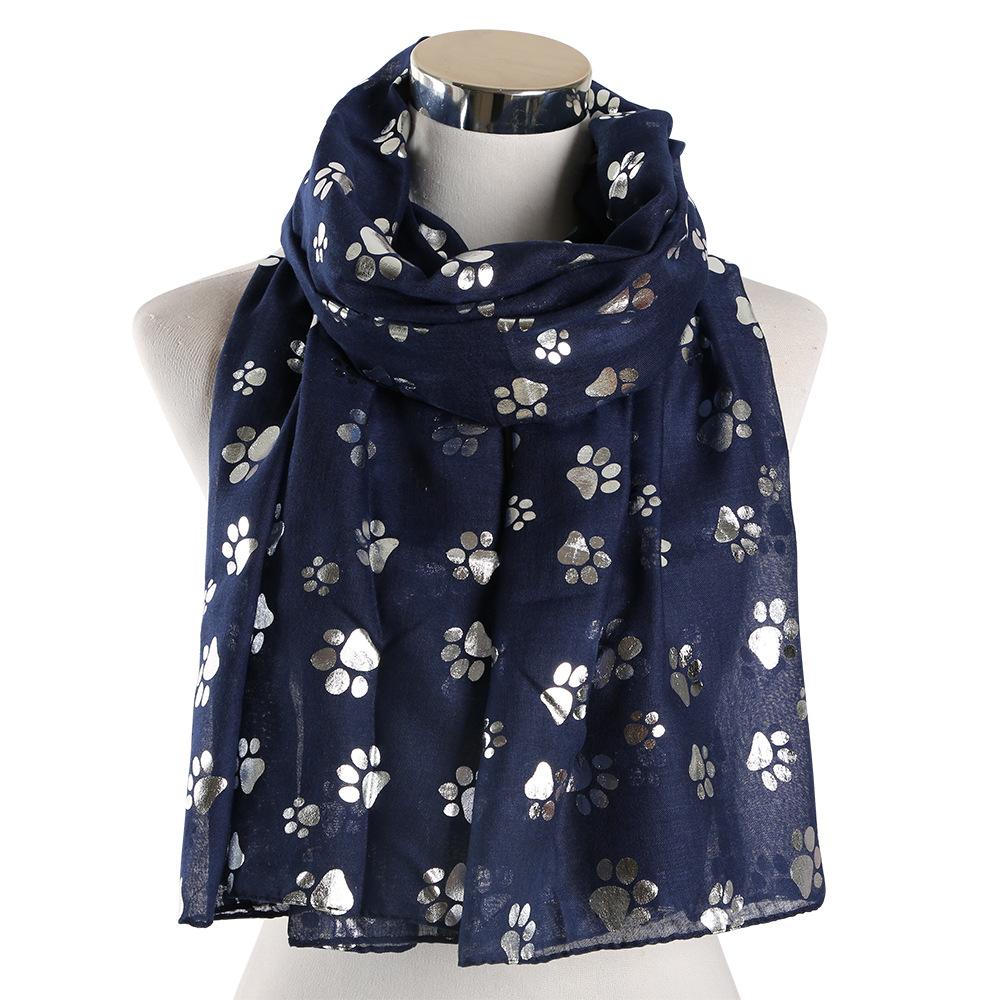 Dog Paw Print Hot Silver Scarf