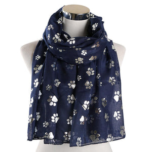 Dog Paw Print Hot Silver Scarf