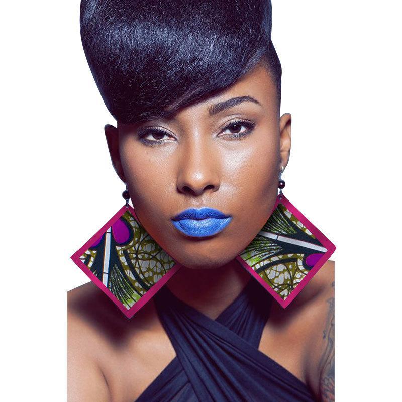 African print ethnic style retro earrings fashion geometric leaf earrings