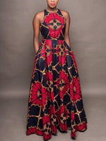 Load image into Gallery viewer, Women&#39;s Round Neck Sleeveless Ethnic Print Dress

