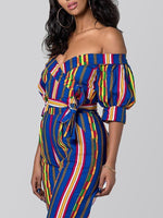 Load image into Gallery viewer, Women&#39;s Ethnic Lantern Sleeve Strapless Jumpsuit
