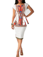 Load image into Gallery viewer, Women&#39;s printed short-sleeved slim skirt two-piece suit

