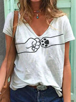 Load image into Gallery viewer, Ladies fist and dog paw print T-shirt
