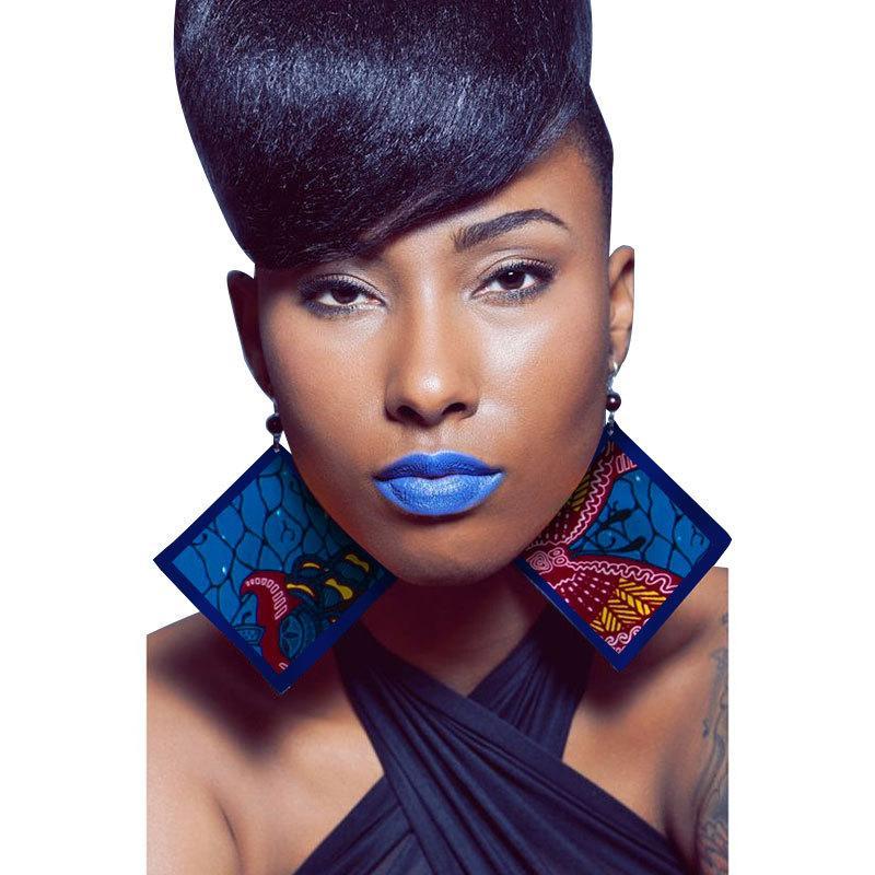 African print ethnic style retro earrings fashion geometric leaf earrings