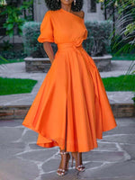 Load image into Gallery viewer, Women&#39;s one-shoulder lace-up midi dress
