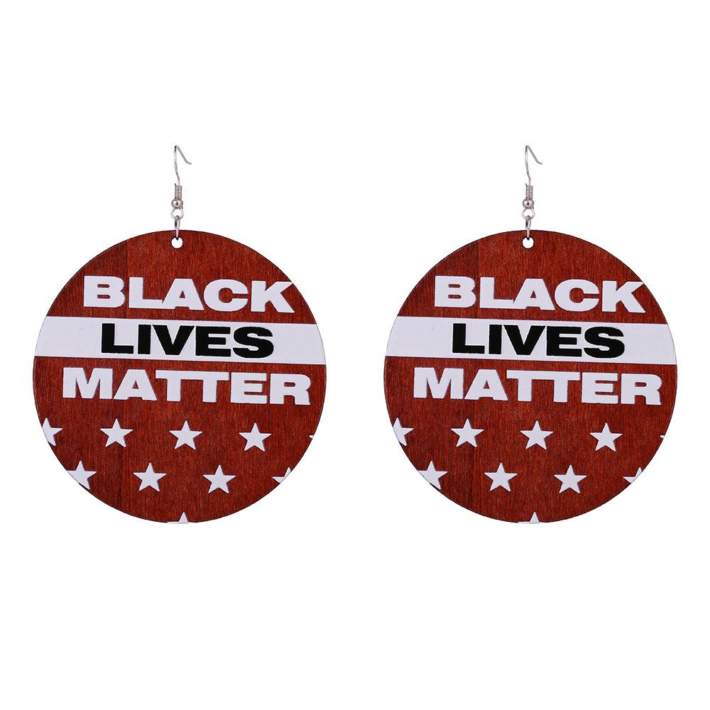 Exaggerated Wooden Letter Print Earrings