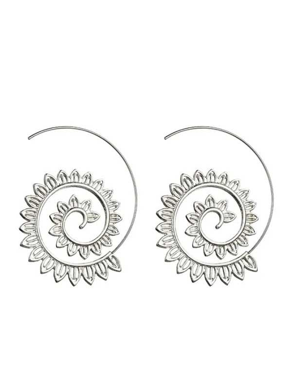 Exotic swirl gear earrings