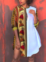 Load image into Gallery viewer, Casual stitching printed long-sleeved shirt dress
