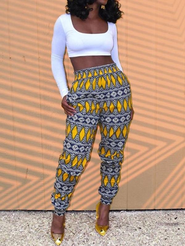 Casual high waist zipper trousers