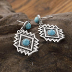 Load image into Gallery viewer, Vintage Thai Silver Dragon Crystal Turquoise Earrings
