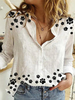 Load image into Gallery viewer, Cute dog paw print cotton and linen casual shirt
