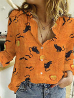 Load image into Gallery viewer, Women&#39;s Haunted Night from Wilmington Cat Blouse Shirt
