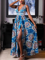 Load image into Gallery viewer, Women&#39;s Vintage African Printed V-Neck Dress

