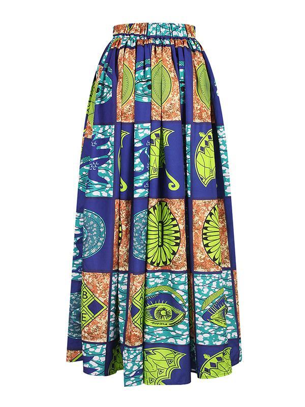 Women's Fashion Word Shoulder Ethnic Print Two-piece Set