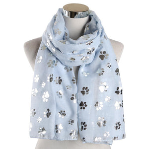 Dog Paw Print Hot Silver Scarf