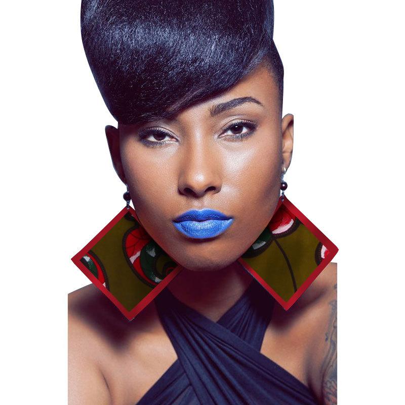 African print ethnic style retro earrings fashion geometric leaf earrings