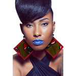 Load image into Gallery viewer, African print ethnic style retro earrings fashion geometric leaf earrings
