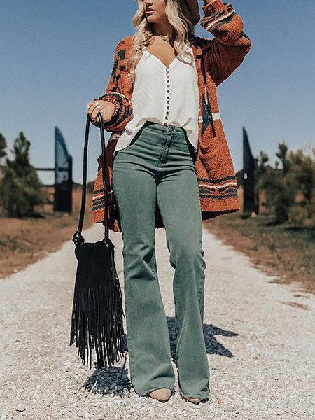 Ladies Fashion High Waist Stretch Thin Loose Flared Pants New Product Jeans