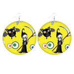 Load image into Gallery viewer, Halloween wooden pumpkin castle bat ghost earrings
