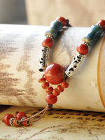Load image into Gallery viewer, Women&#39;s hand-woven ethnic ceramic beads long necklace sweater chain
