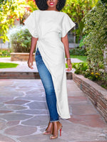 Load image into Gallery viewer, Pure color slim irregular long shirt
