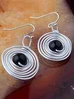 Load image into Gallery viewer, Natural bead Infinity Ring Earrings Vintage Punk Metal Winding Earrings
