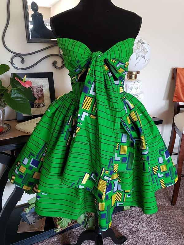 Ladies Green African Print Set Skirt