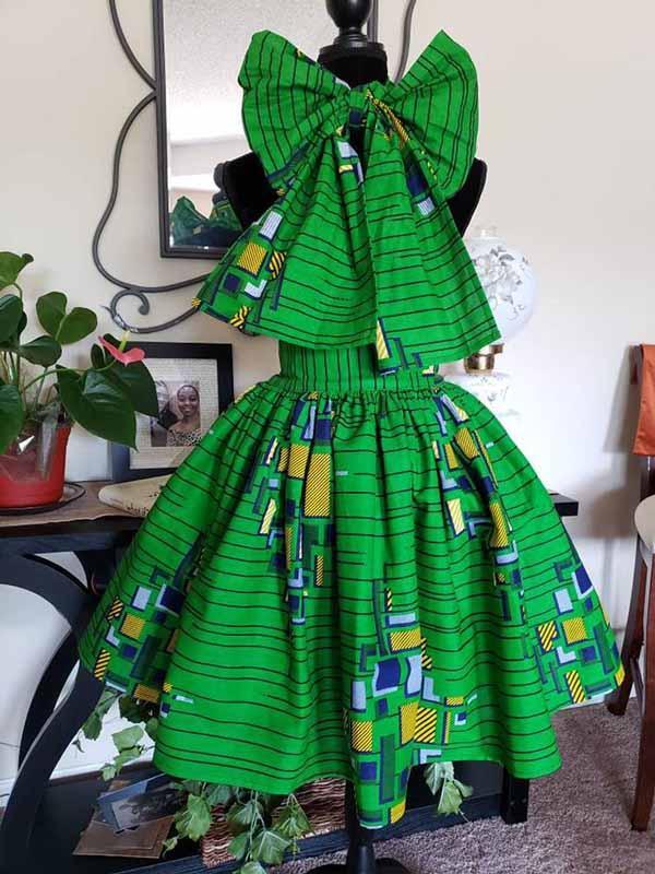 Ladies Green African Print Set Skirt
