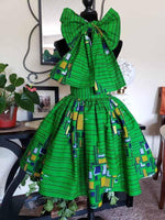 Load image into Gallery viewer, Ladies Green African Print Set Skirt
