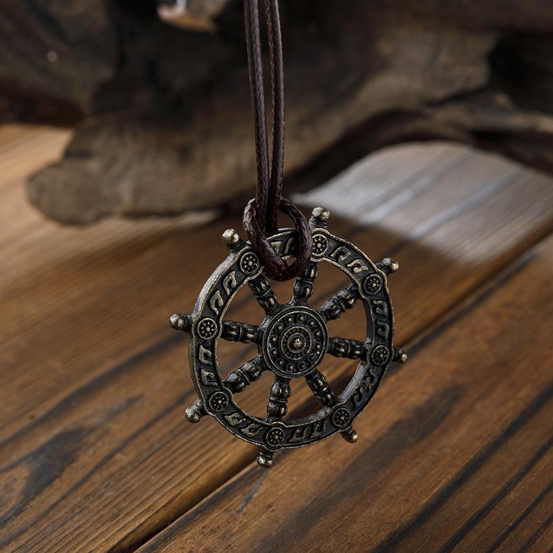 Ethnic Style "Wheel of Life" Bronze Necklace