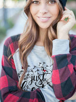 Load image into Gallery viewer, Women&#39;s Just Breathe Dandelion Print Check Sleeve T-Shirt
