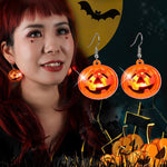Load image into Gallery viewer, Pumpkin glitter earrings for Halloween parties
